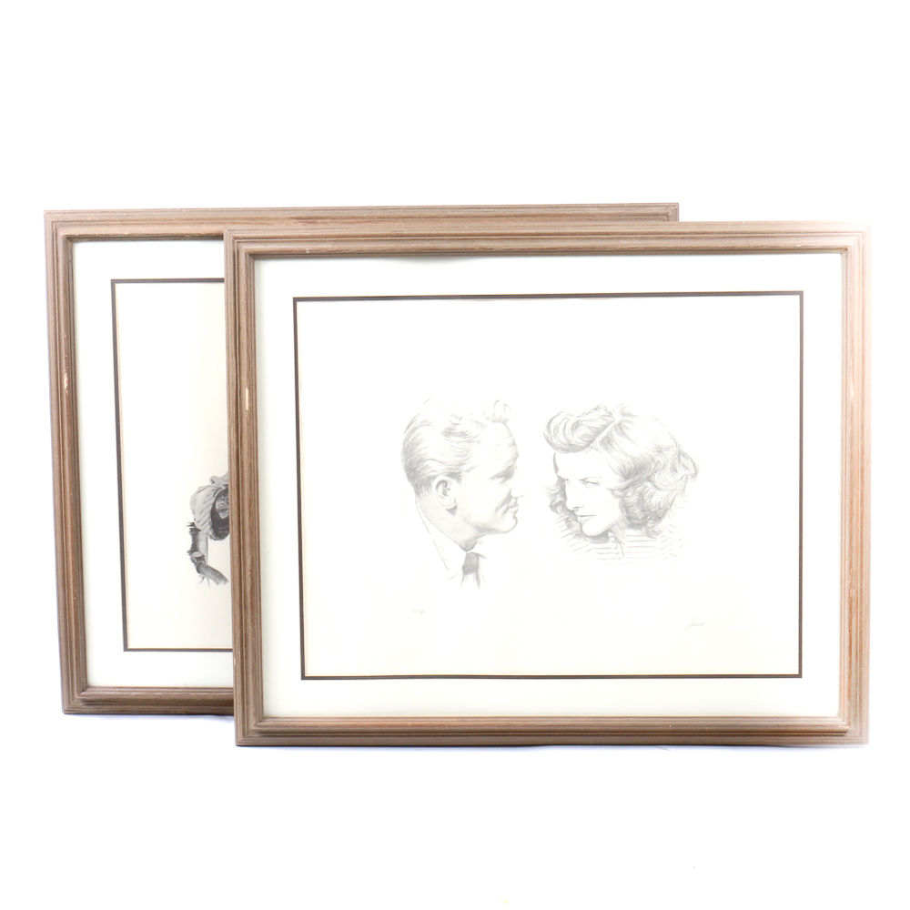 Pair of Offset Lithograph Art Prints after Lanse