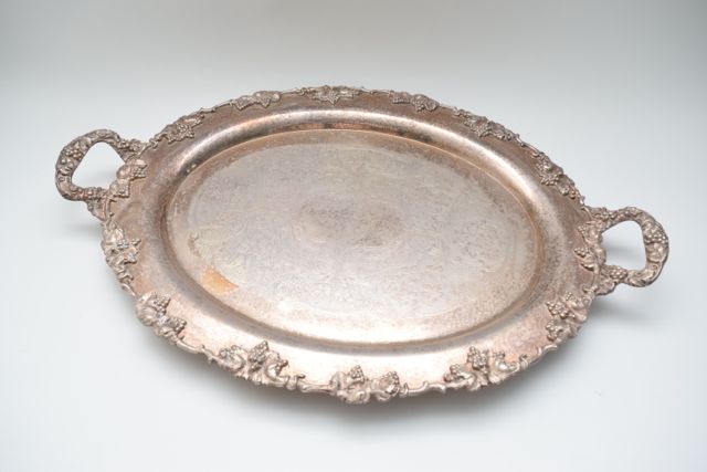 Antique Crescent Silver Plate Serving Tray