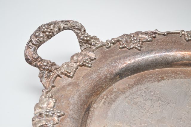 Antique Crescent Silver Plate Serving Tray