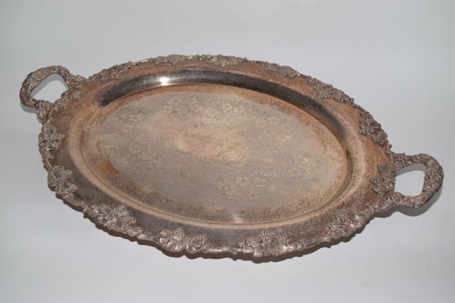 Antique Crescent Silver Plate Serving Tray