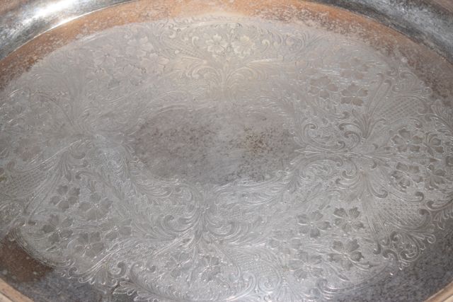 Antique Crescent Silver Plate Serving Tray