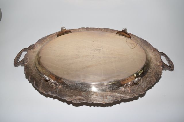 Antique Crescent Silver Plate Serving Tray