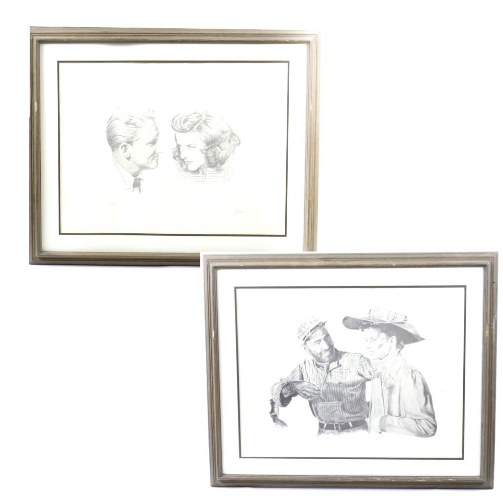 Pair of Offset Lithograph Art Prints after Lanse