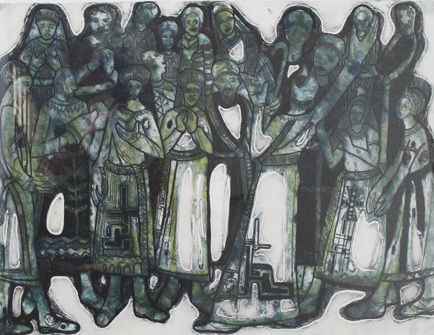 Bruce Onobrakpeya "The Lord is My Shepherd (Blue Base)" Signed Limited Edition Plastograph/Deep Etching