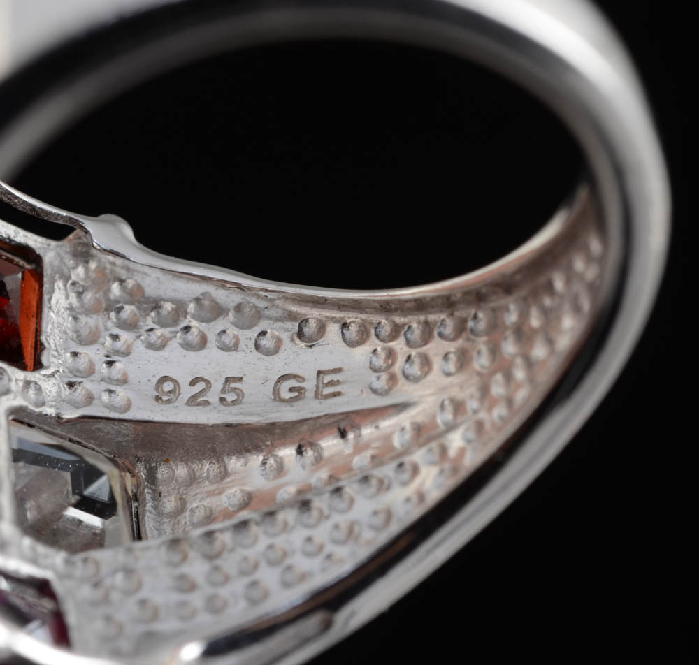 Sterling Silver Chrome Diopside and Peridot Ring and Sterling Multi-Color Gemstone Ring