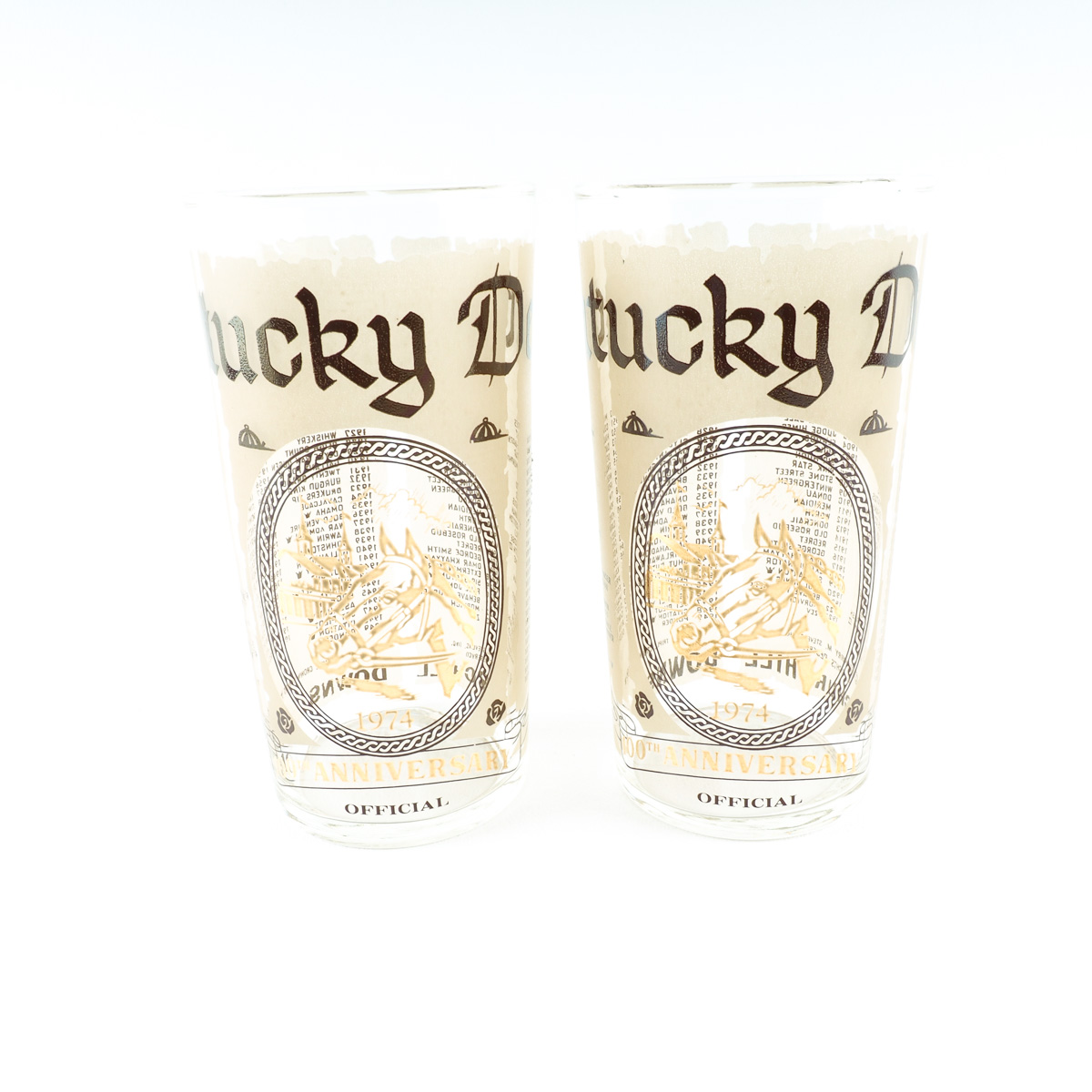 Two 1974 Kentucky Derby Glasses "Canonero II"