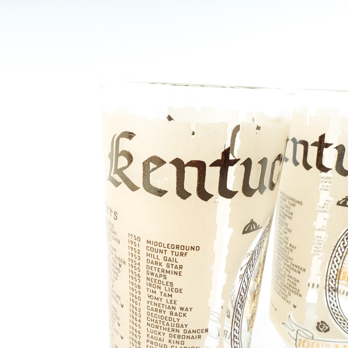 Two 1974 Kentucky Derby Glasses "Canonero II"