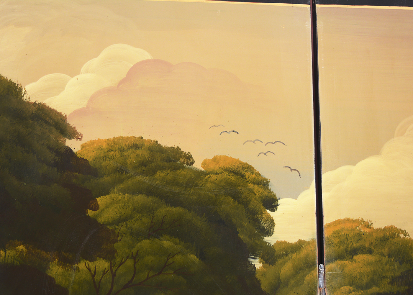 Hand-Painted Fireplace Screen with a Hunting Scene