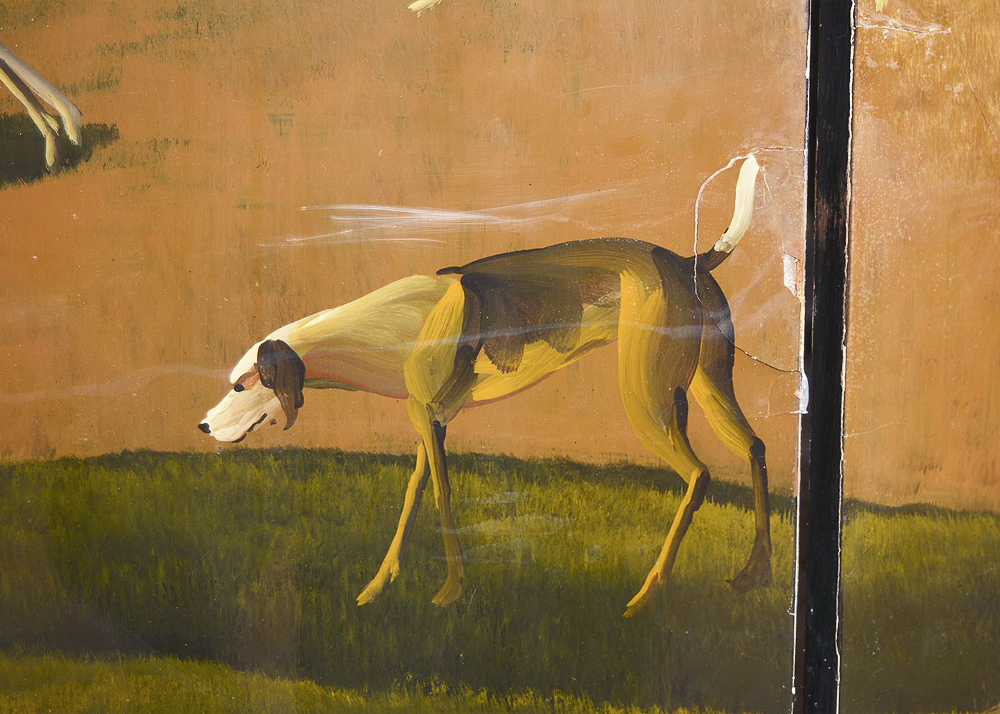 Hand-Painted Fireplace Screen with a Hunting Scene