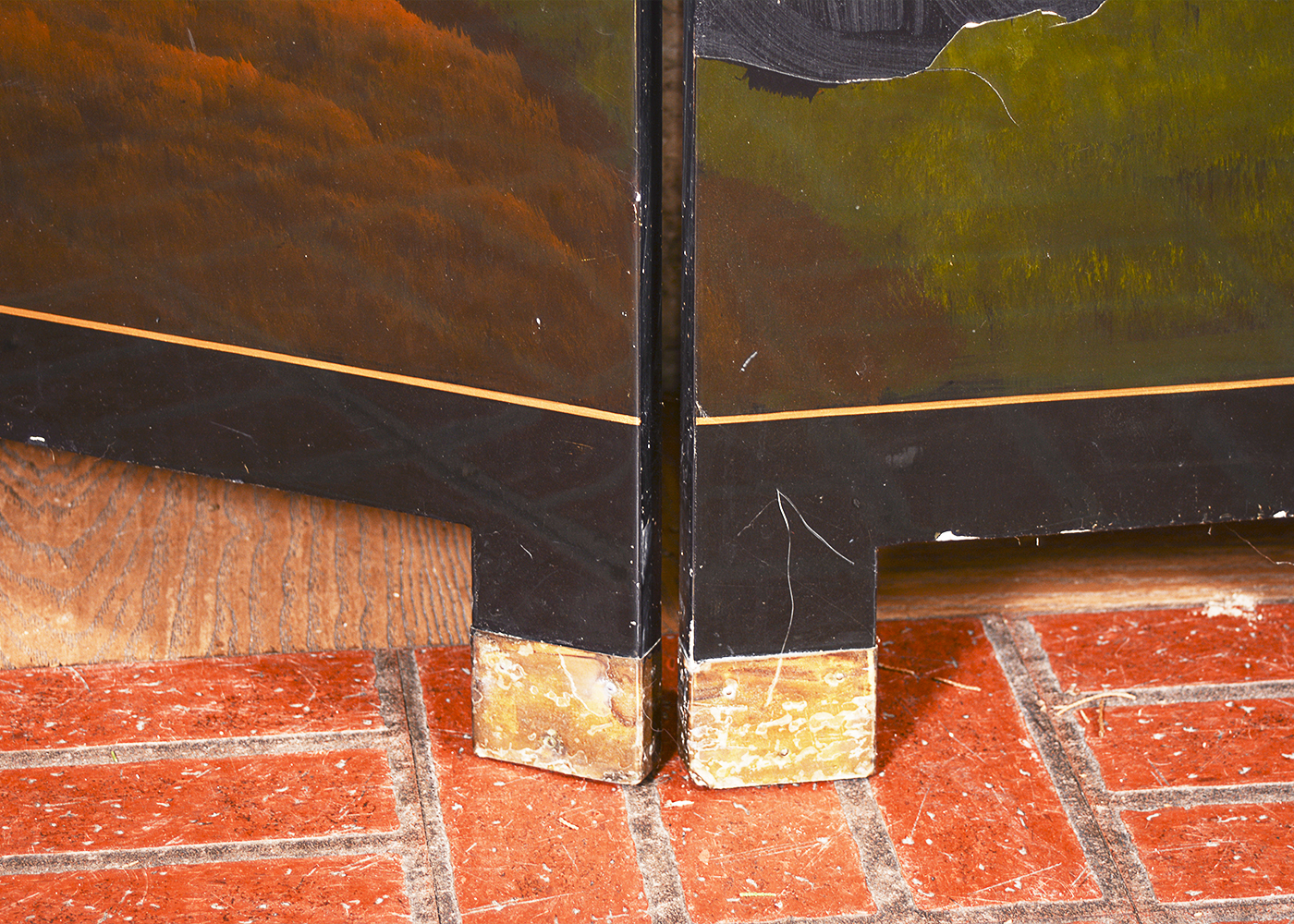 Hand-Painted Fireplace Screen with a Hunting Scene