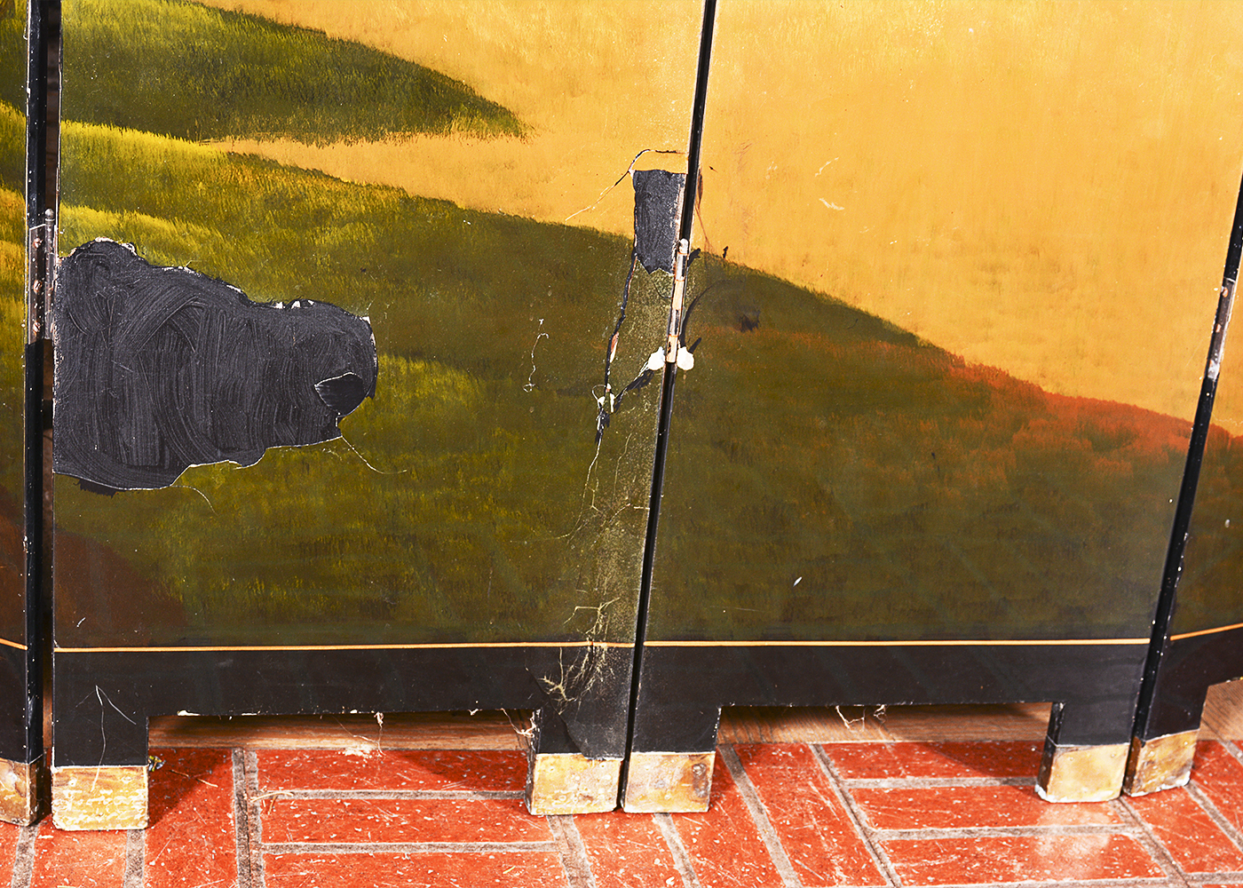 Hand-Painted Fireplace Screen with a Hunting Scene