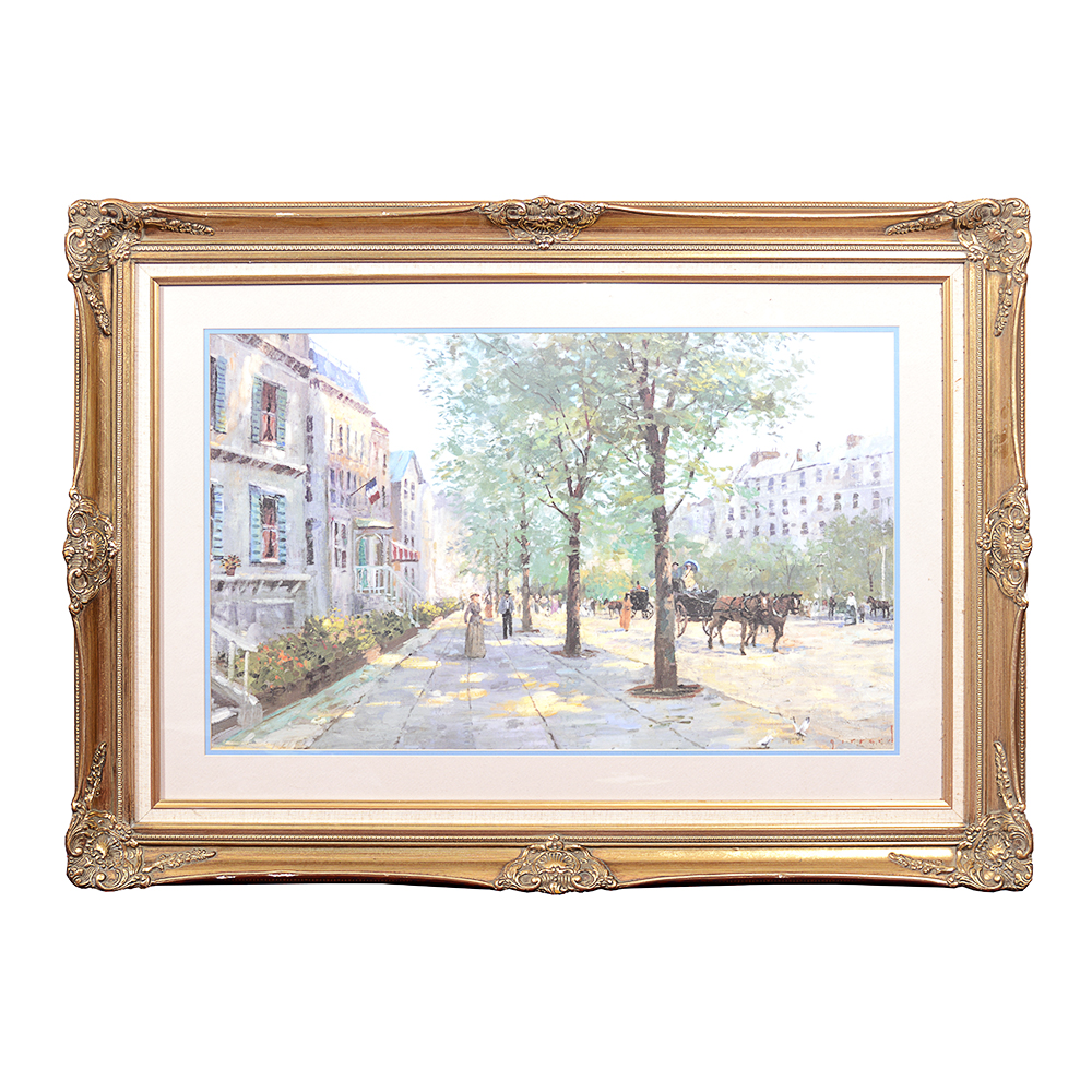 Framed Robert Girrard (Thomas Kinkade) Offset Lithograph "A Touch of Spring"