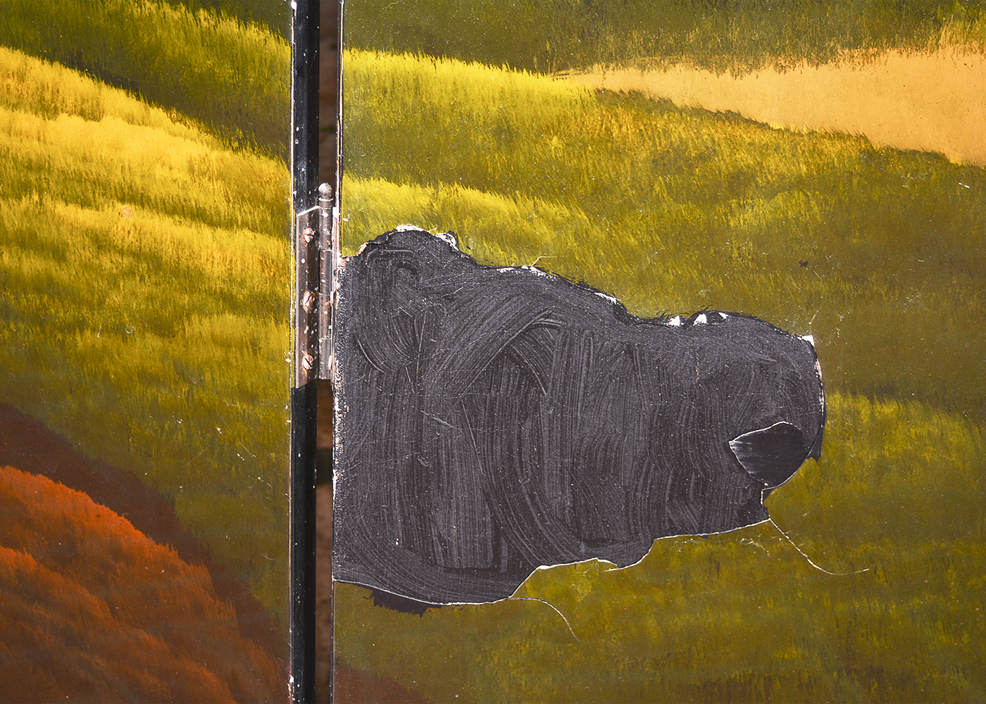 Hand-Painted Fireplace Screen with a Hunting Scene