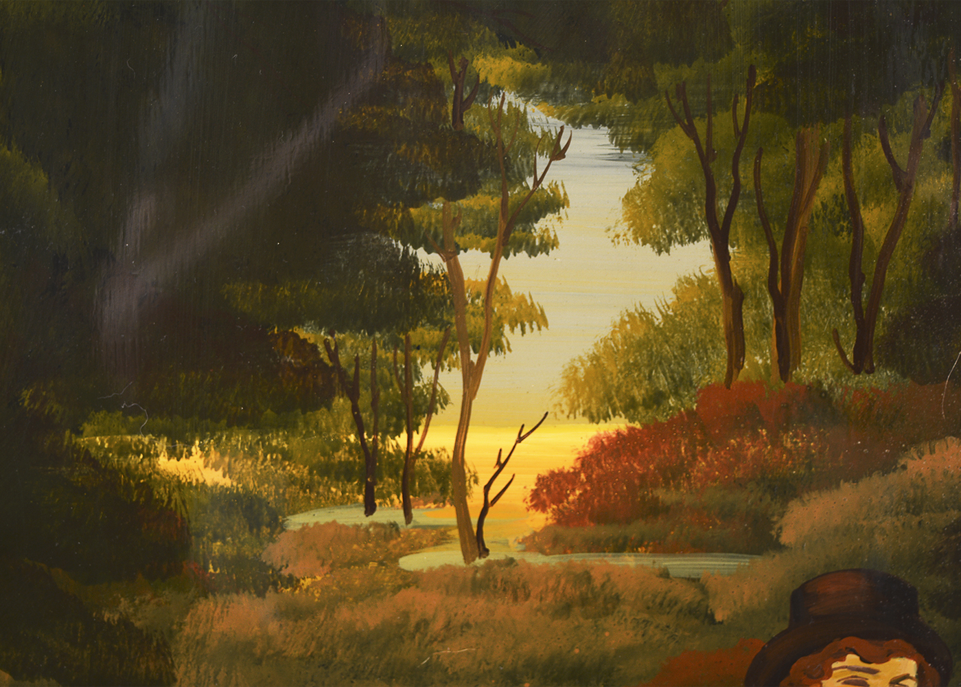 Hand-Painted Fireplace Screen with a Hunting Scene