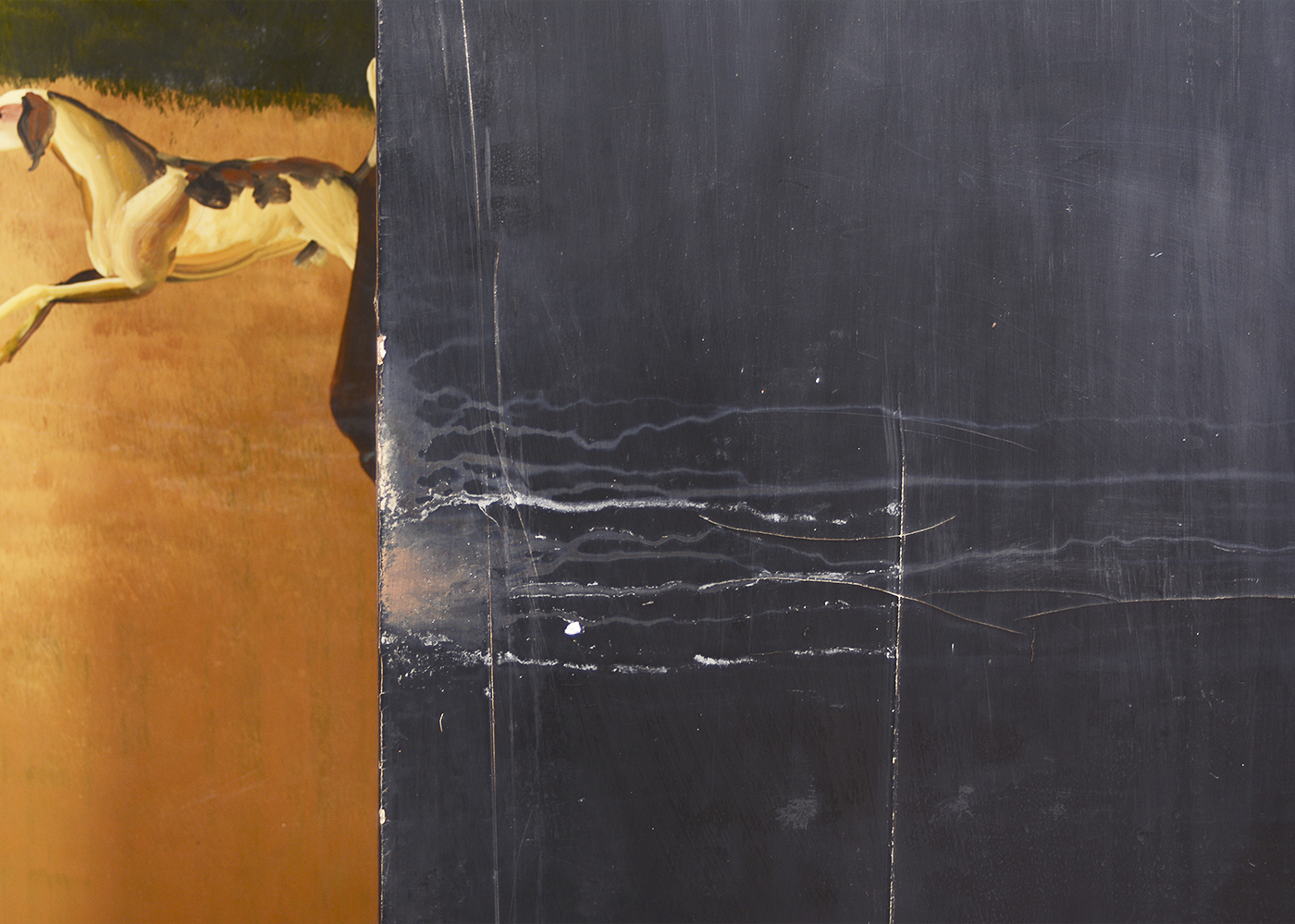 Hand-Painted Fireplace Screen with a Hunting Scene