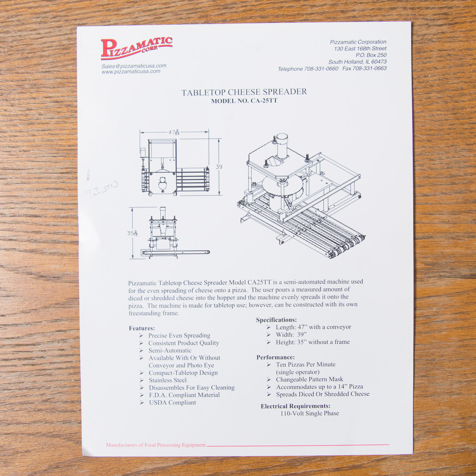 Pizzamatic Corp. Automated Cheese Applicator