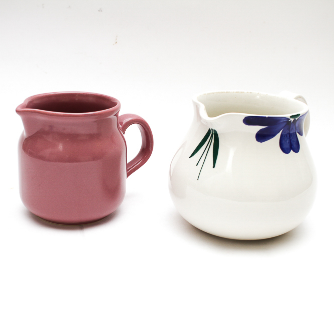 Vintage Italian and Spanish Ceramic Pitchers featuring Furio's "Jewflora" pattern