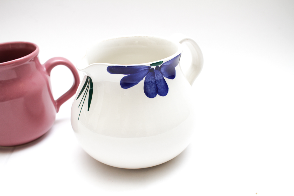 Vintage Italian and Spanish Ceramic Pitchers featuring Furio's "Jewflora" pattern