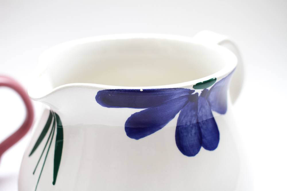 Vintage Italian and Spanish Ceramic Pitchers featuring Furio's "Jewflora" pattern