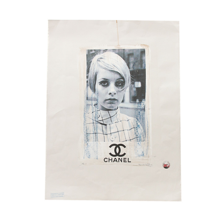 Fairchild Paris Original Mixed Media Chanel/Twiggy Signed AP