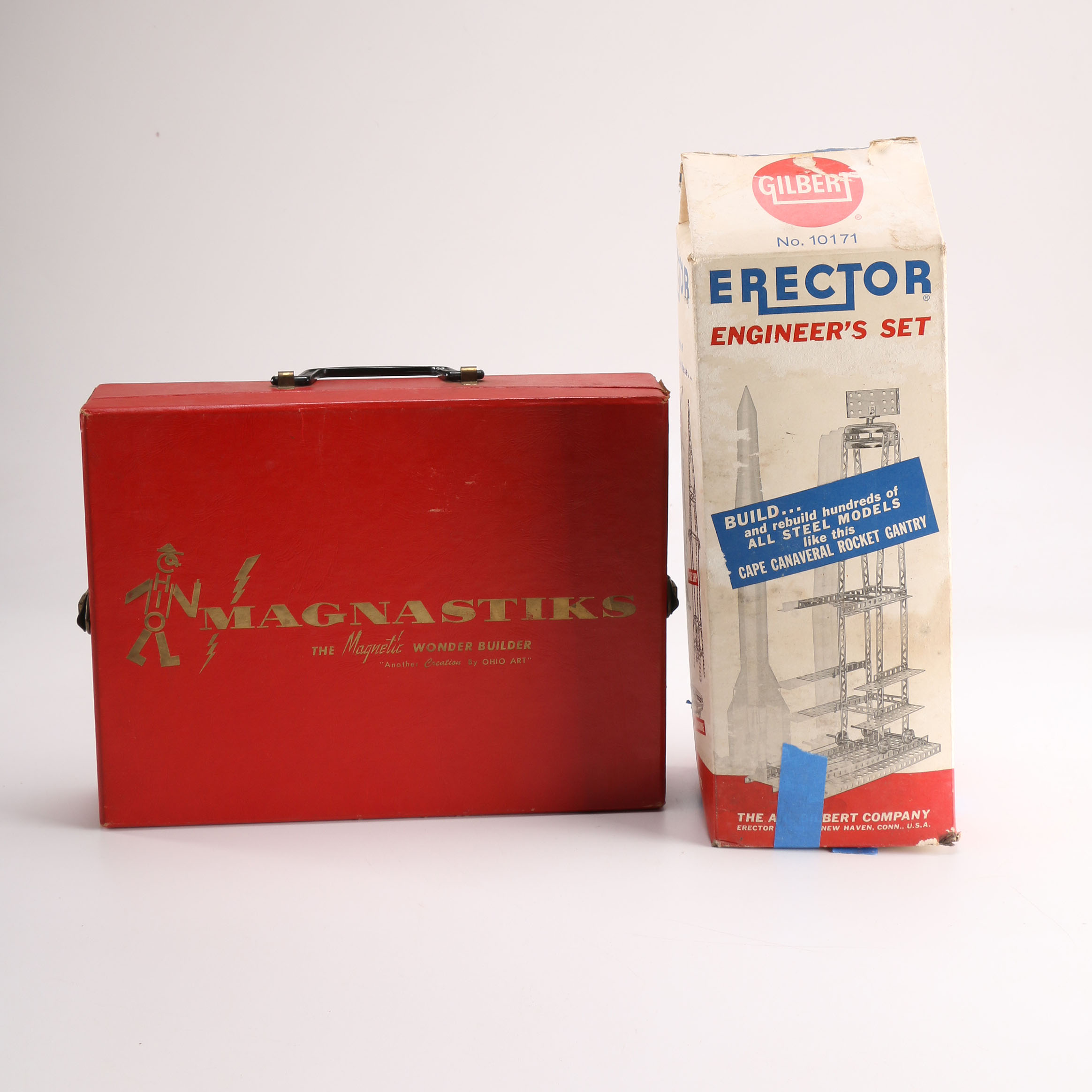 Vintage "Magnastiks" and Erector Toy Set