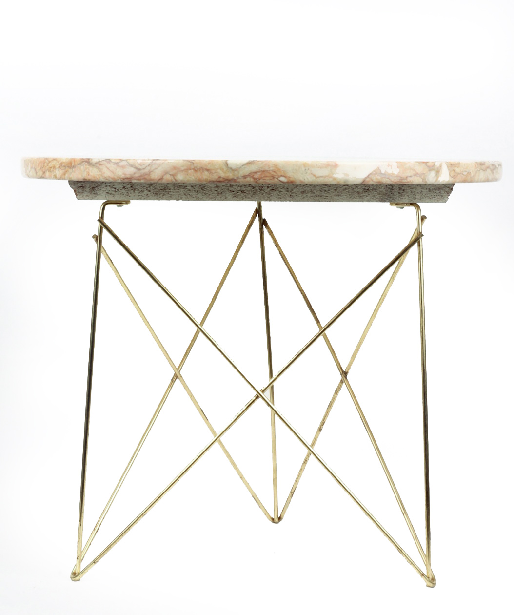 Mid Century Pink Marble Side Table