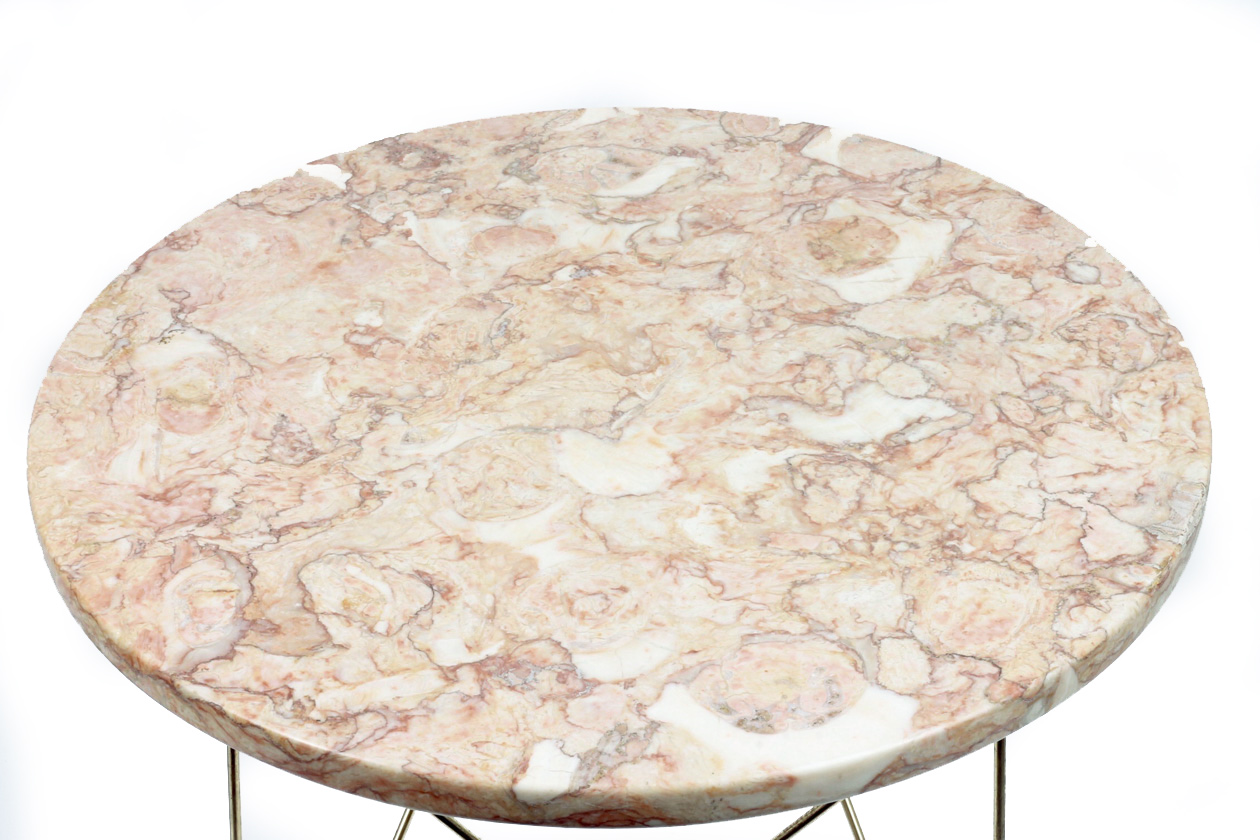Mid Century Pink Marble Side Table