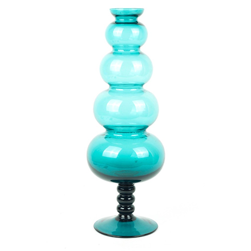 Blue Spherical Glass Vase
