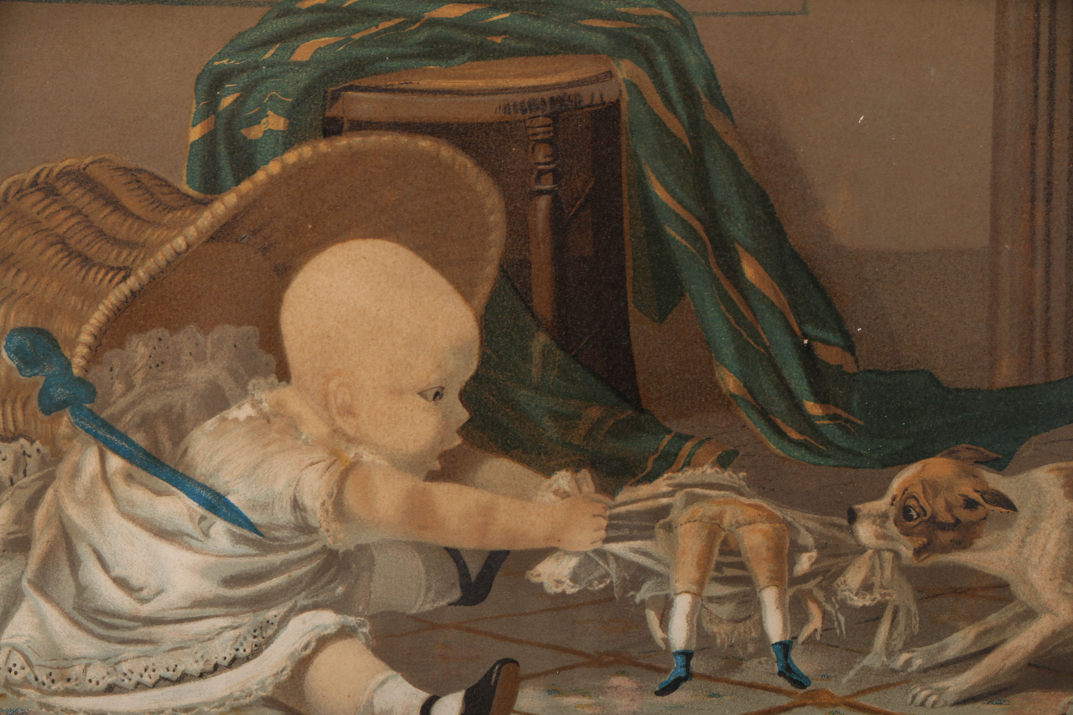 Harry Beard Signed Vintage Lithograph of a Child and Dog