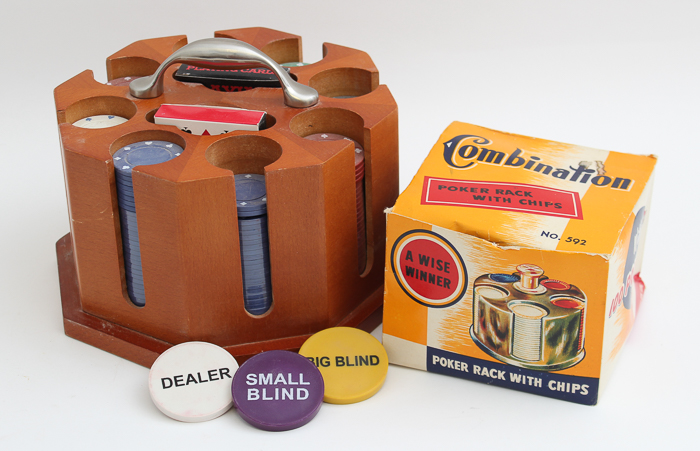 Vintage Poker Rack with Chips