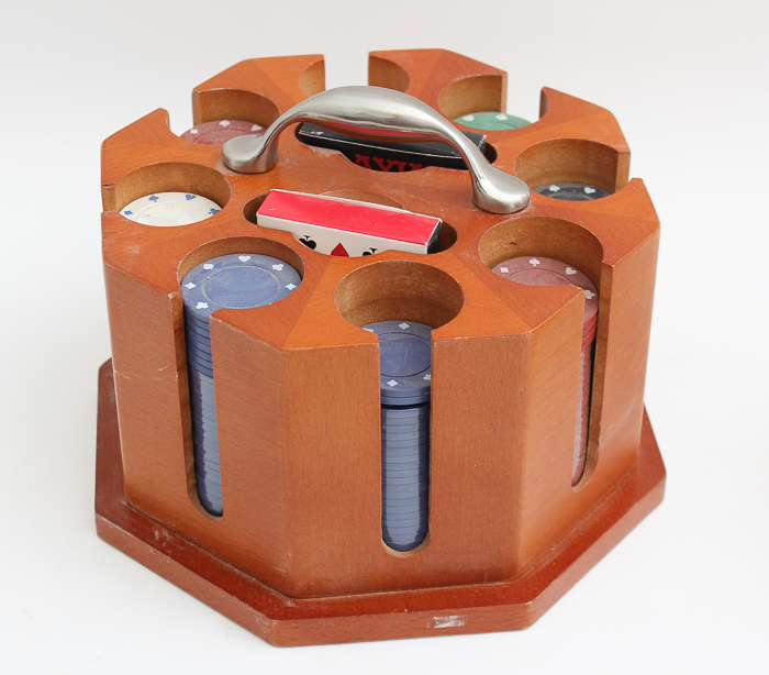 Vintage Poker Rack with Chips