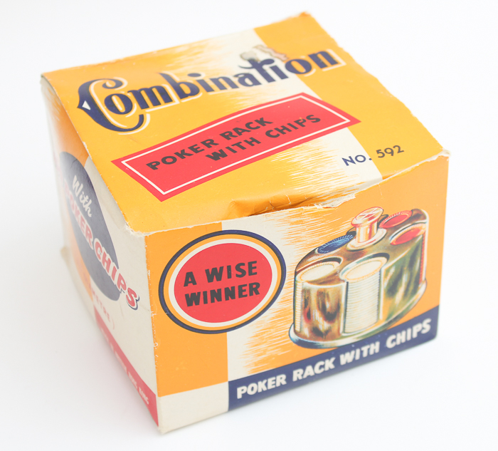 Vintage Poker Rack with Chips