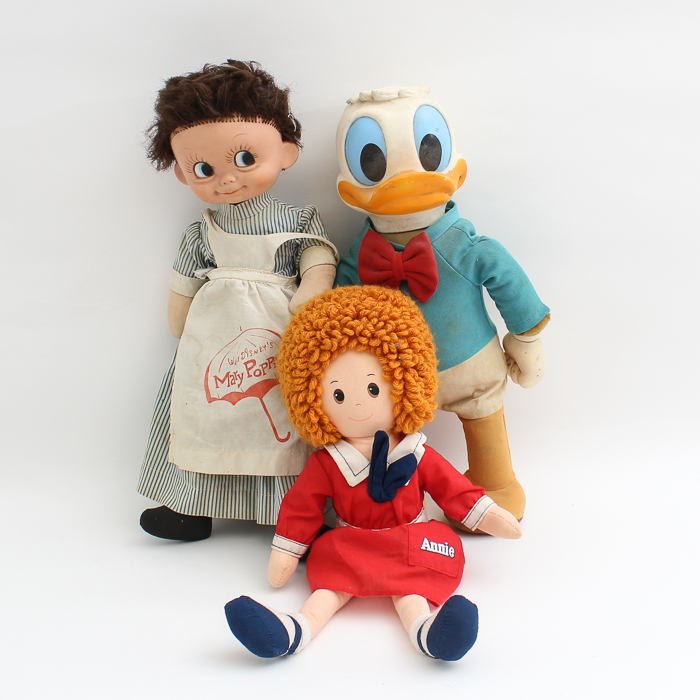 Vintage Walking Donald Duck, Mary Poppins and Annie Dolls