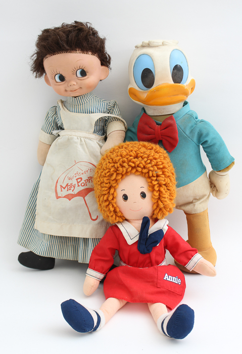 Vintage Walking Donald Duck, Mary Poppins and Annie Dolls