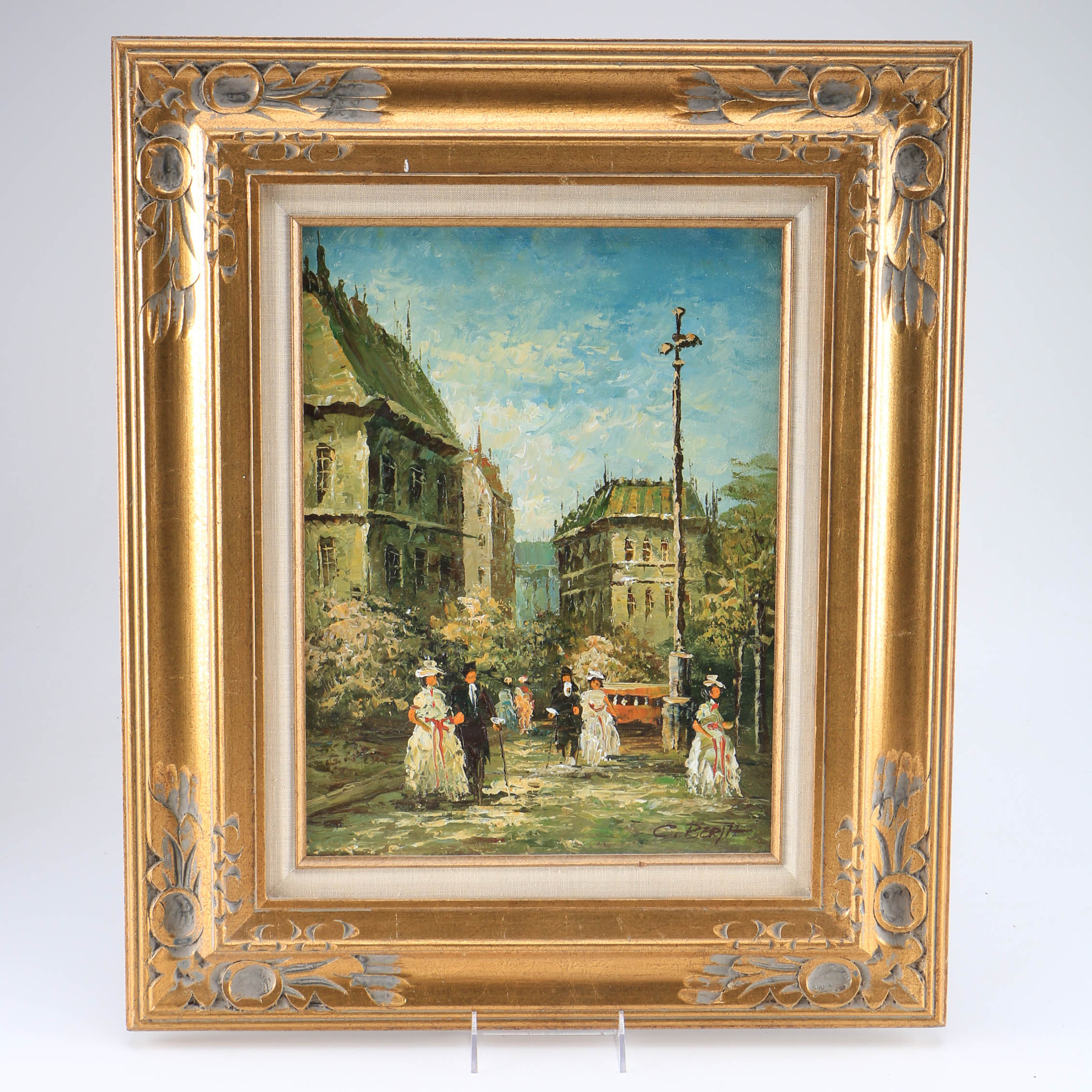 C. Berth Framed Oil Painting on Canvas