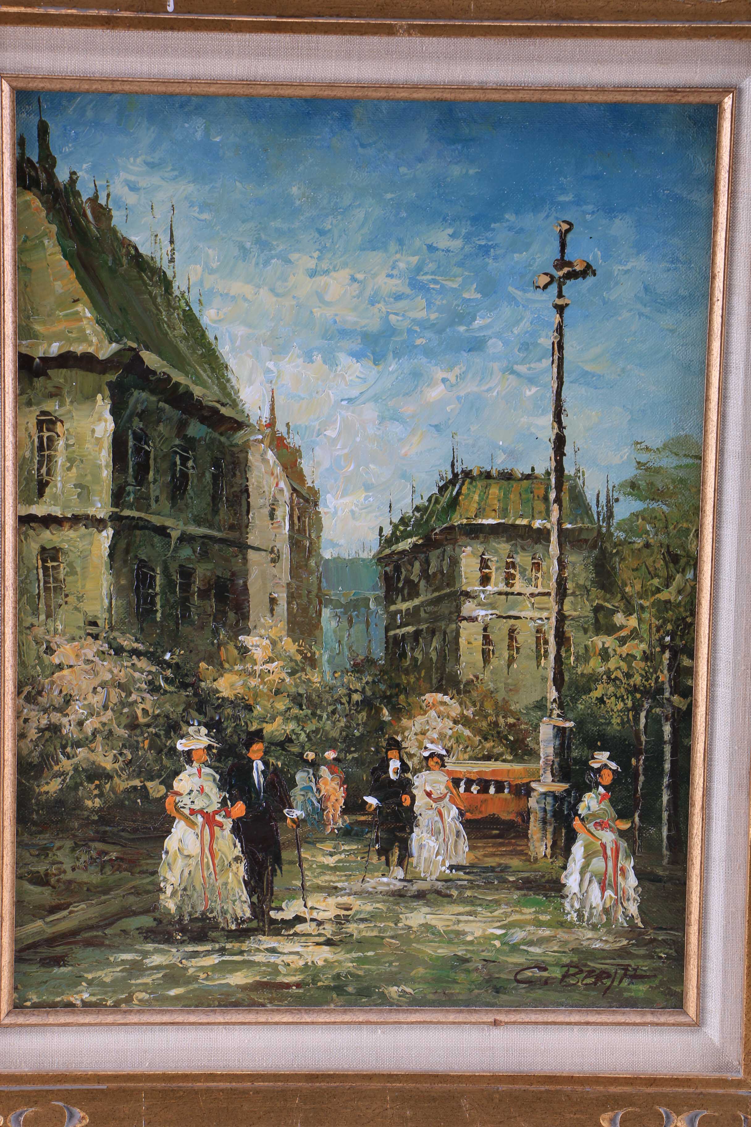 C. Berth Framed Oil Painting on Canvas