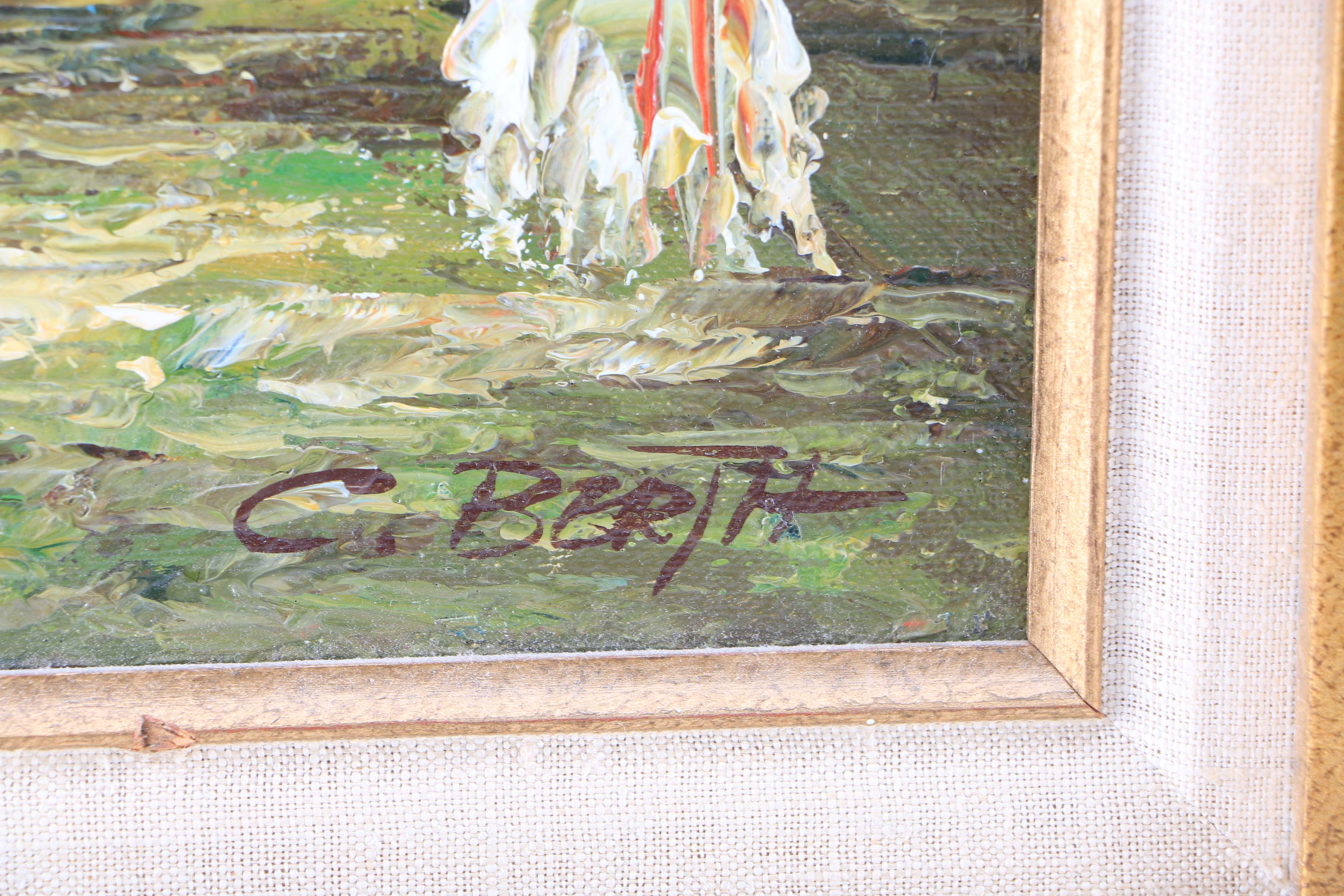 C. Berth Framed Oil Painting on Canvas