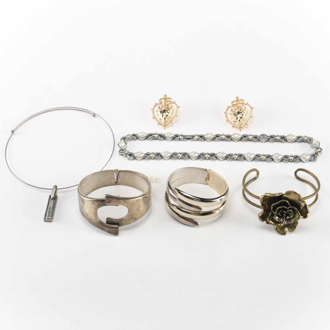 Assortment of Gold and Silver Tone Metal Costume Jewelry