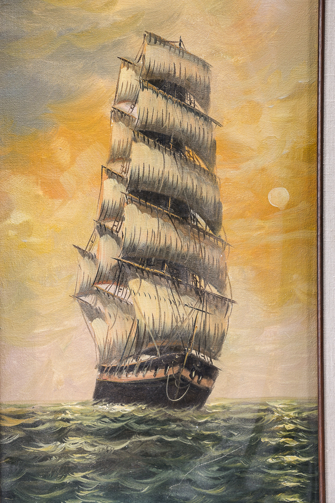 Norman Walker Oil on Canvas of a Sailing Ship