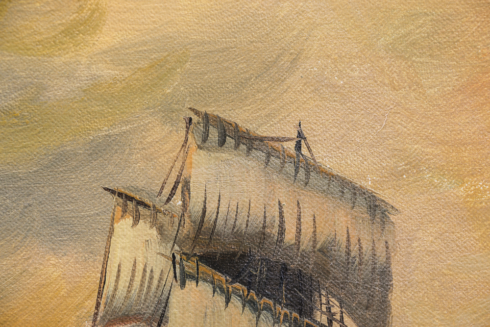 Norman Walker Oil on Canvas of a Sailing Ship