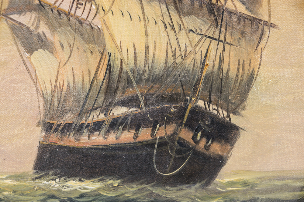 Norman Walker Oil on Canvas of a Sailing Ship