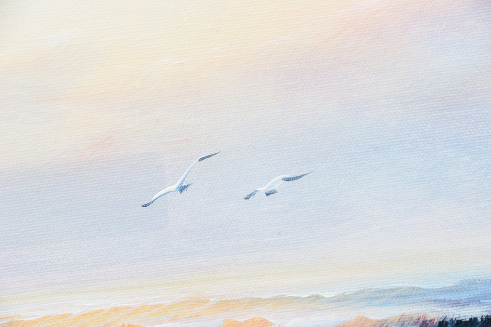 June Nelson Signed Oil Painting on Canvas of a Seascape