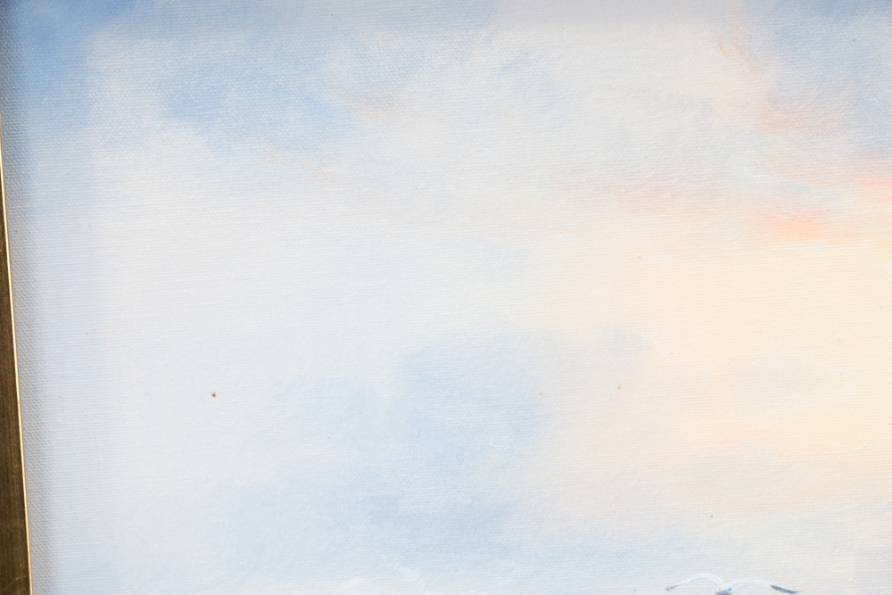 June Nelson Signed Oil Painting on Canvas of a Seascape