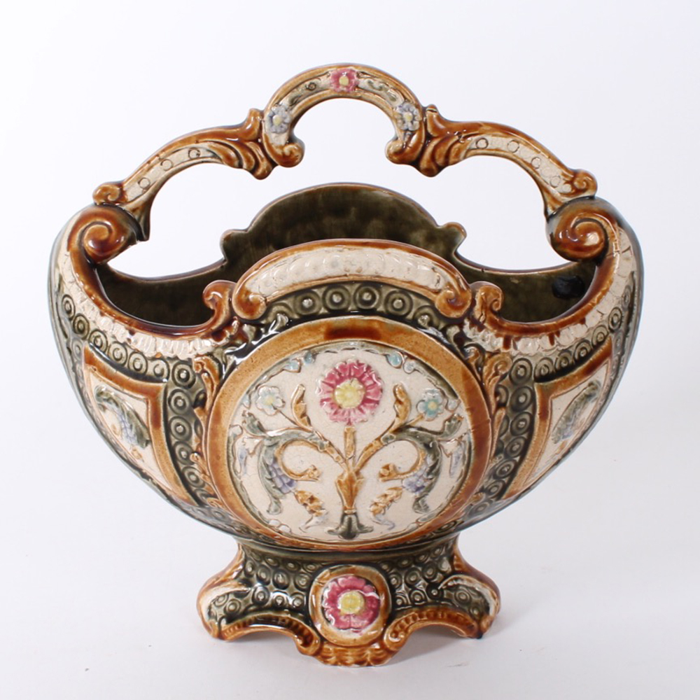 Antqiue Majolica Alhambrian Pottery Basket