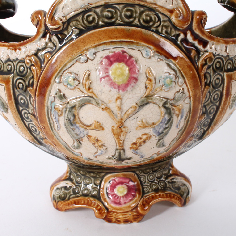 Antqiue Majolica Alhambrian Pottery Basket