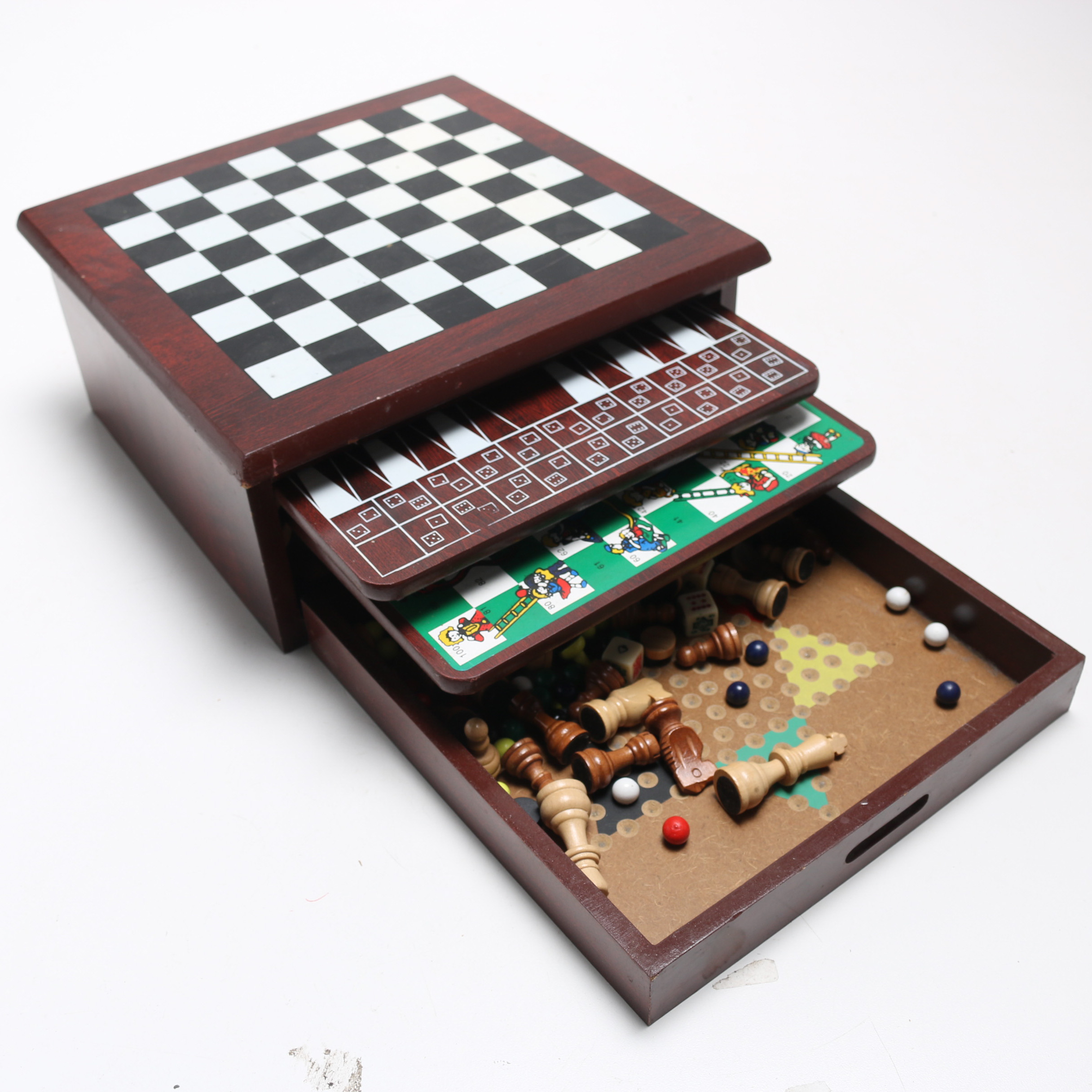 Wooden Multi-Board-Game Box