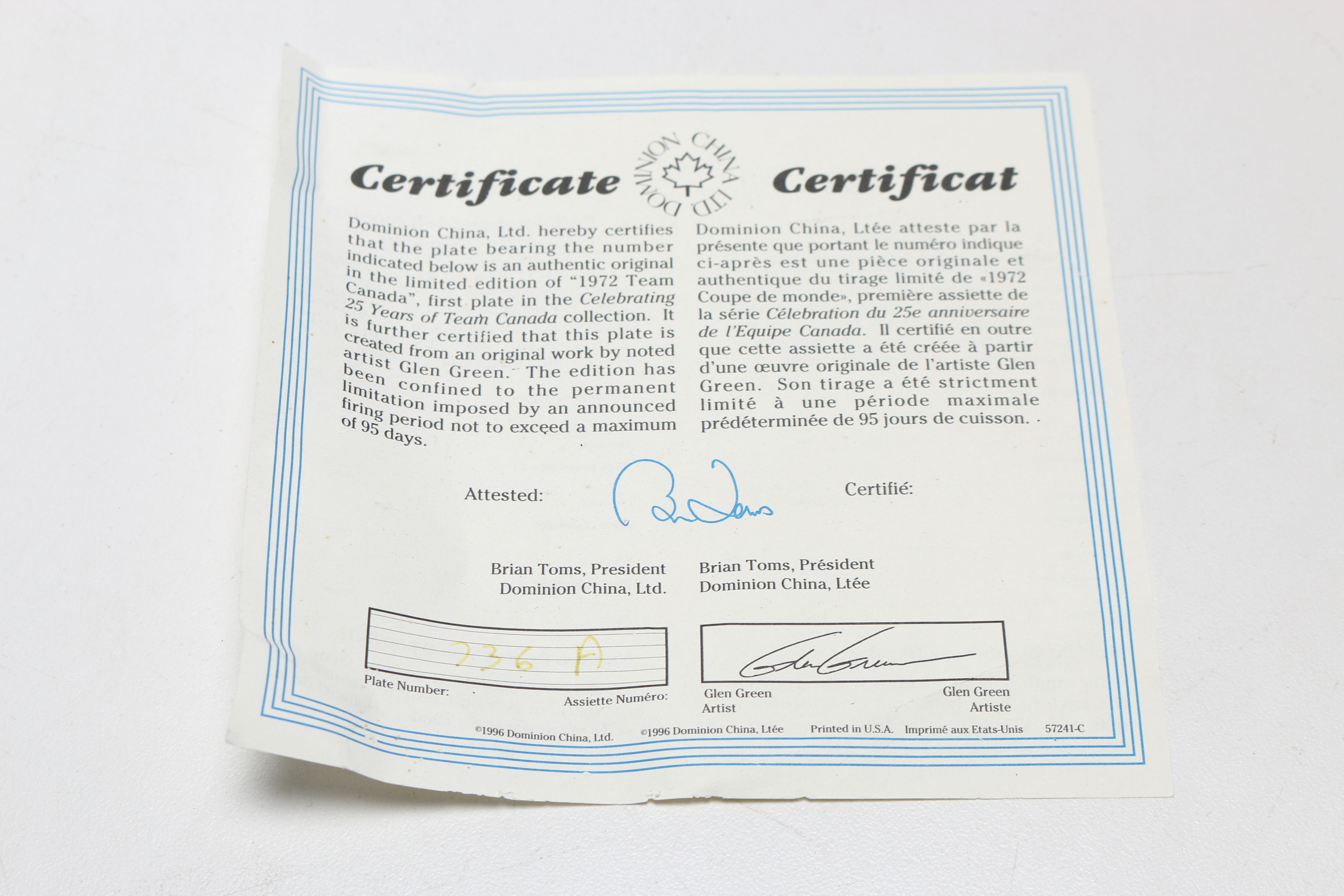 "1972 Team Canada" Collector Plate and More