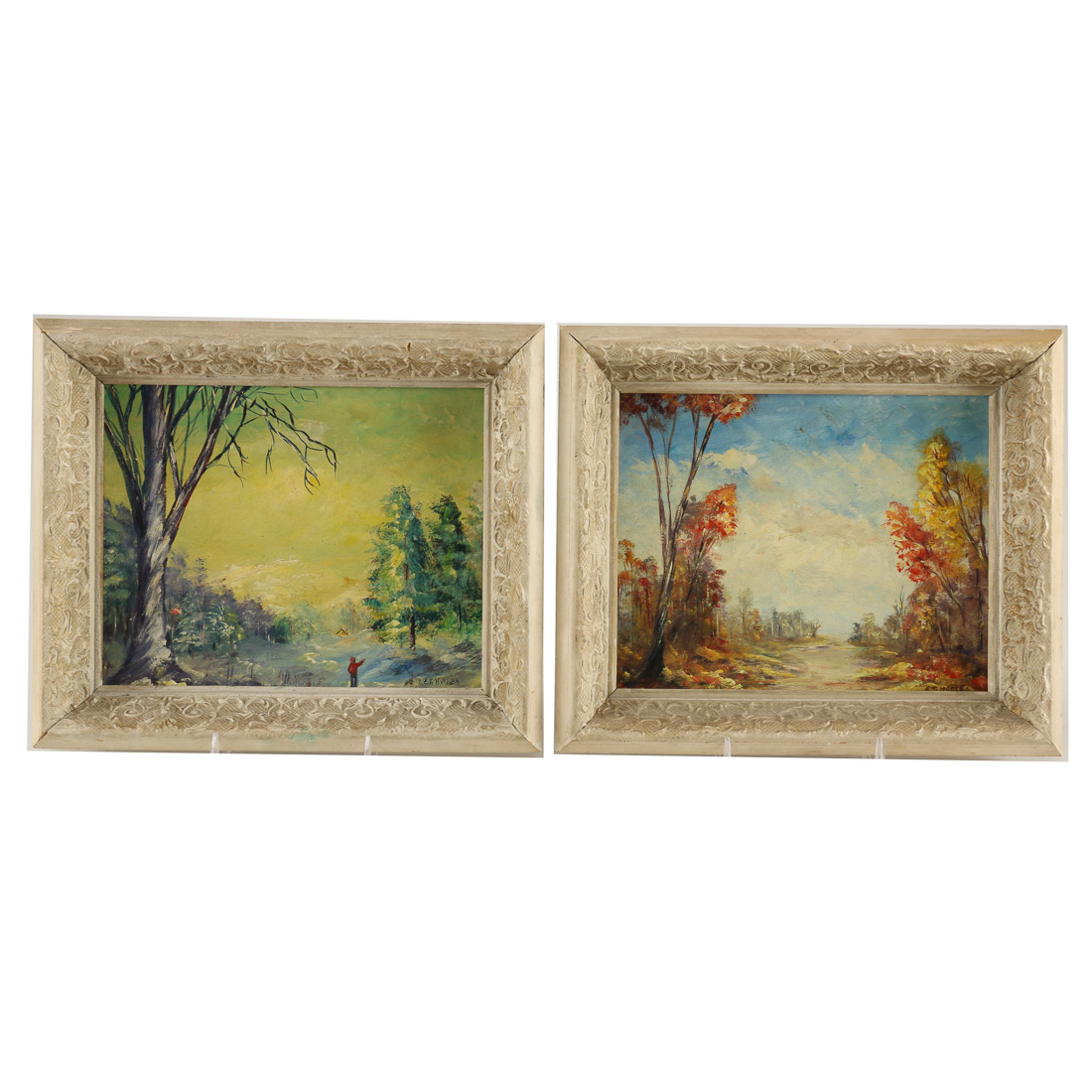 Pair of Signed E.T. Hughes Landscape Oil Paintings