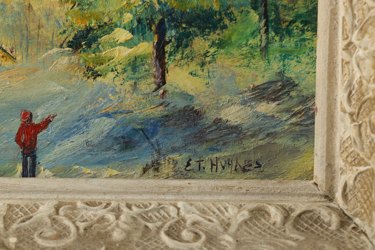 Pair of Signed E.T. Hughes Landscape Oil Paintings