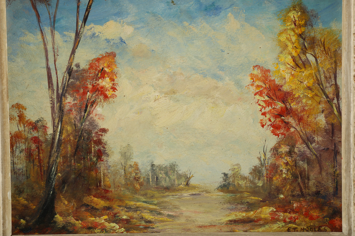 Pair of Signed E.T. Hughes Landscape Oil Paintings